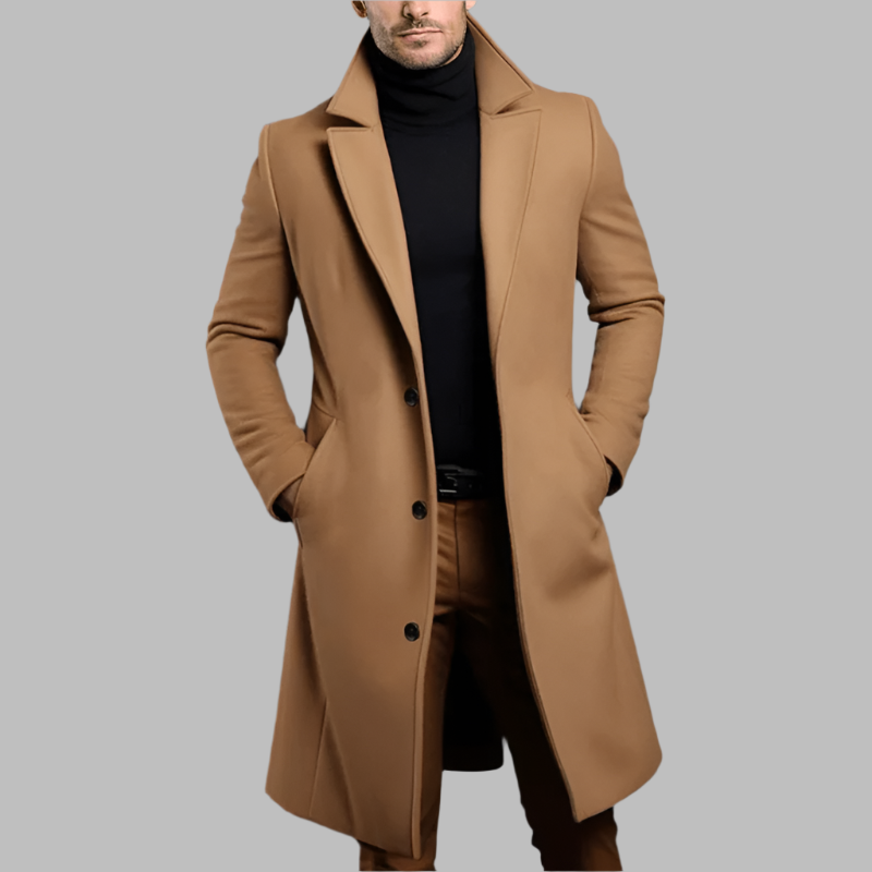 Gustav Ullkappa - Lång Elegant Vinterkappa Herr