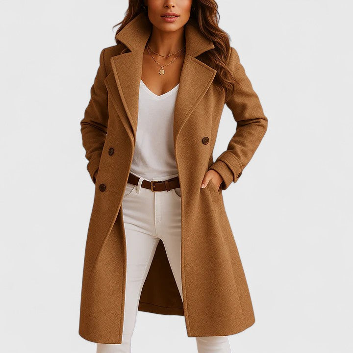 Rheya Kappa med Slag - Elegant Vinterkappa Dam