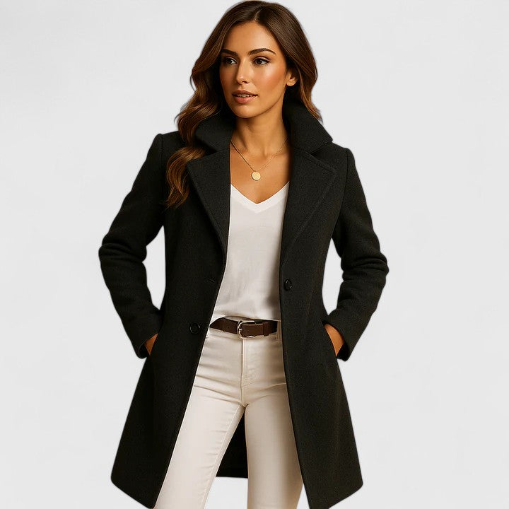 Rheya Kappa med Slag - Elegant Vinterkappa Dam
